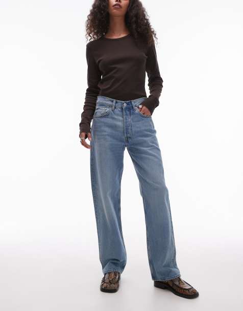 ARKET Shore low waist relaxed boyfriend fit jeans in mid wash blue - view 1