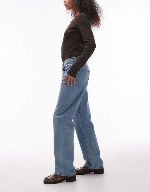 ARKET Shore low waist relaxed boyfriend fit jeans in mid wash blue  , 3 of 5