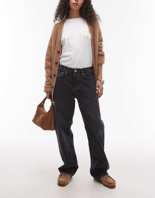 ARKET - Shore - Ruimvallende denim jeans met lage taille en boyfriend pasvorm in donkergrijs met wassing