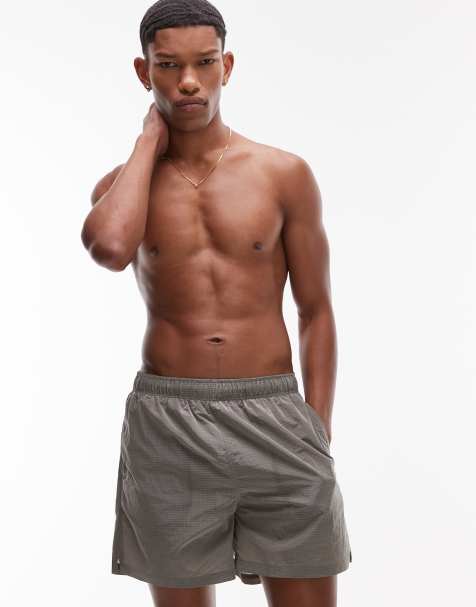 ARKET - Short de bain en tissu ripstop à carreaux - Gris clair - view 1