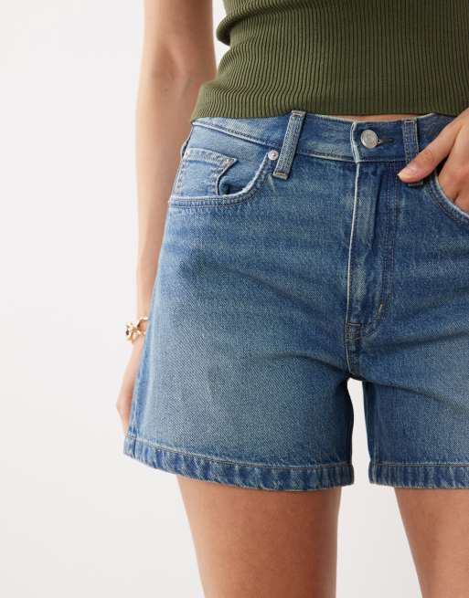 ARKET - Short en jean à taille mi-haute avec cinq poches - Bleu délavé , 4 de 5