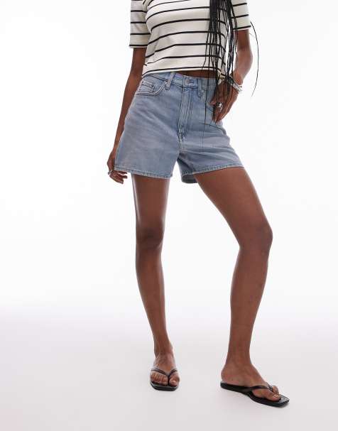 ARKET - Short en jean rigide à taille mi-haute avec cinq poches - Bleu moyen délavé - view 1