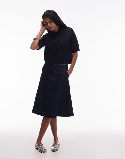 ARKET short sleeve compact knit cardigan jacket in navy, 2 of 4