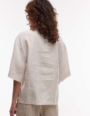 Arket Short Sleeve Linen Shirt In Neutral