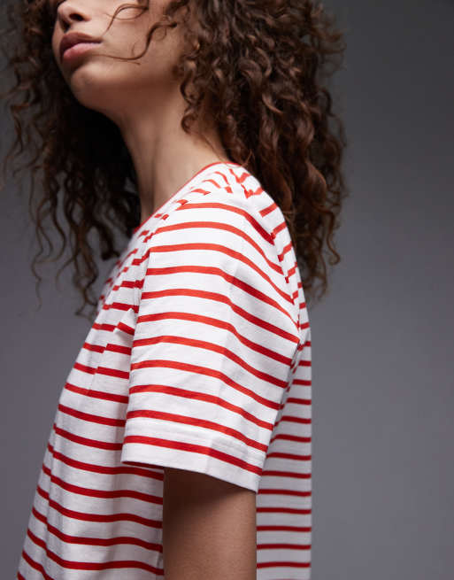 ARKET short sleeve t-shirt in pink and red stripes