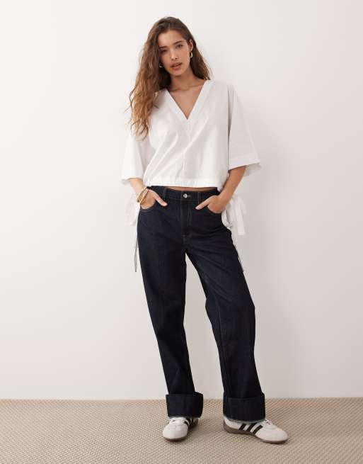 ARKET short sleeve v-neck blouse in white, 2 of 4