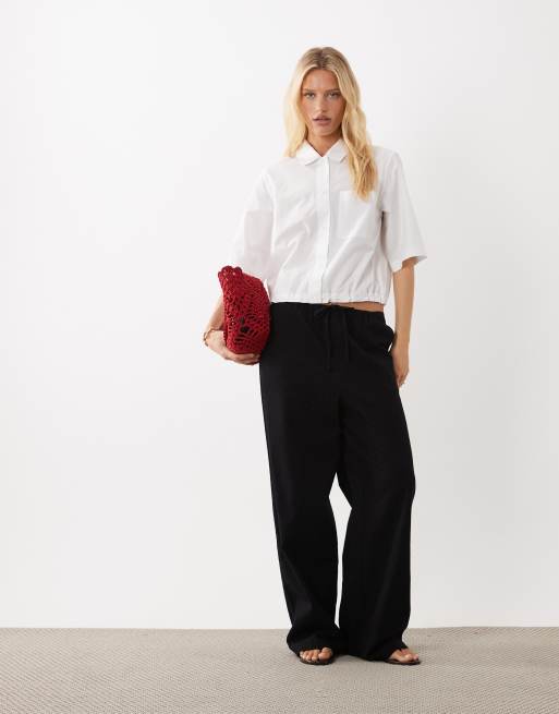 ARKET short sleeved pure cotton shirt with drawstring waist in white, 2 of 4