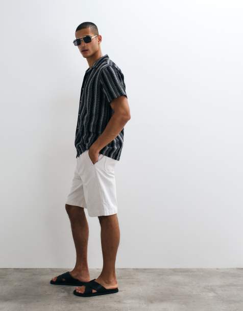 ARKET shorts i linneblandning med dragsko i beige - view 1