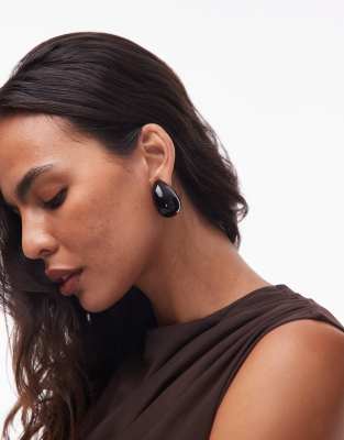 ARKET silver plated large teardrop earrings in black