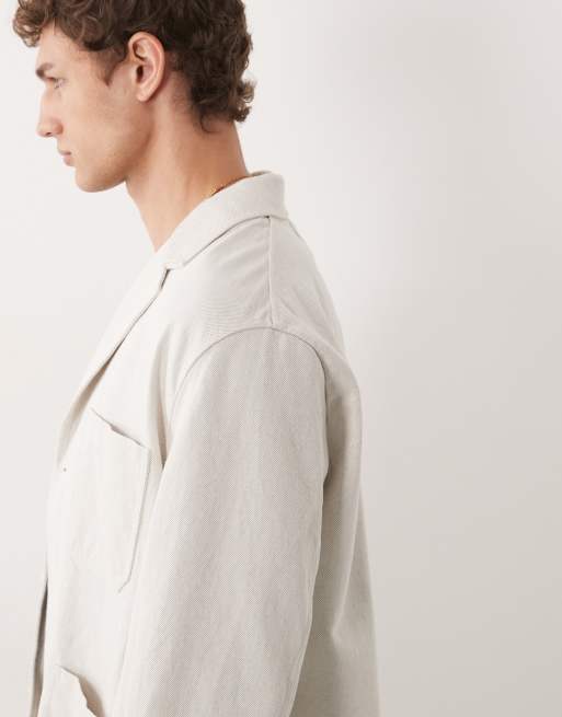 ARKET - Single breasted colbert van zuiver katoen in beige, 4 van 7