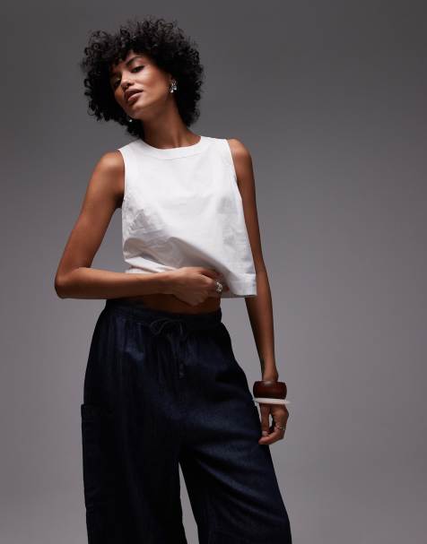 ARKET sleeveless top with scarf hem in white - view 1