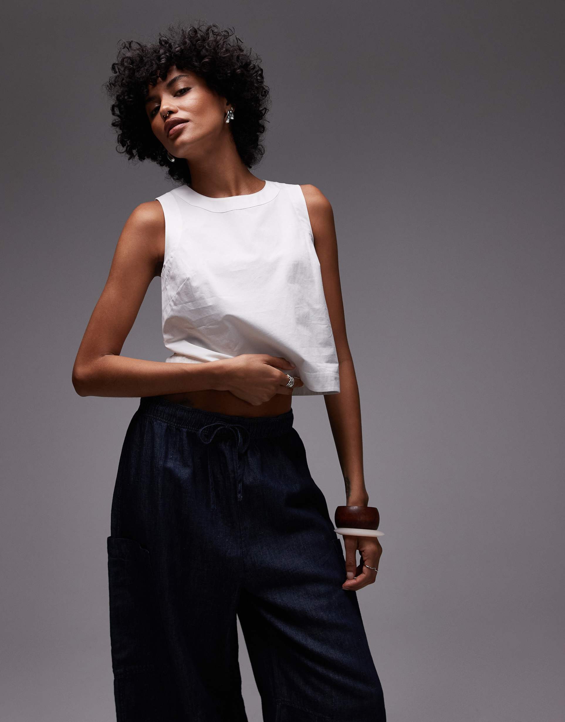 arket sleeveless top with scarf hem in white