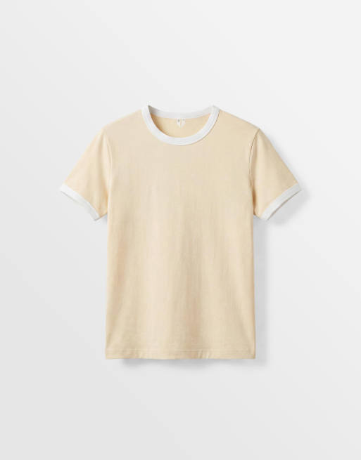 ARKET - Slim-fit geribbeld T-shirt met randje in lichtgeel, 6 van 7