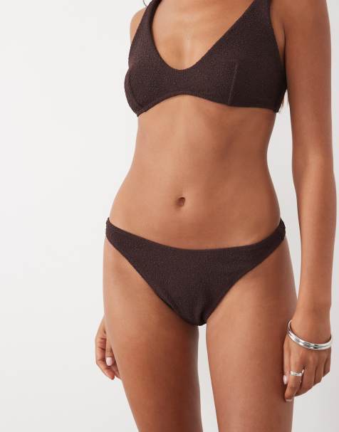 ARKET slip bikini coordinato effetto stropicciato marrone - view 1