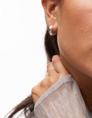 Arket ARKET small chunky huggie hoop earrings in silver plated brass