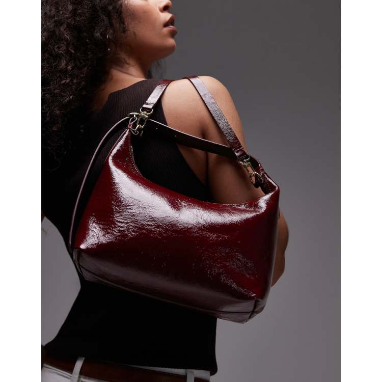 ARKET small suede leather detachable cross body tote bag in dark