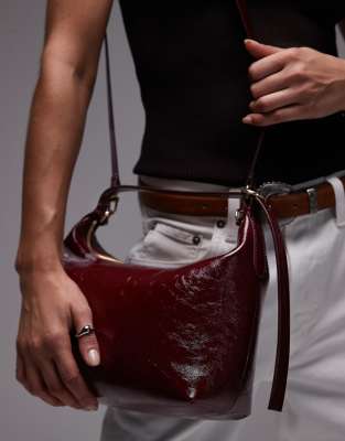 ARKET small suede leather detachable cross body tote bag in dark