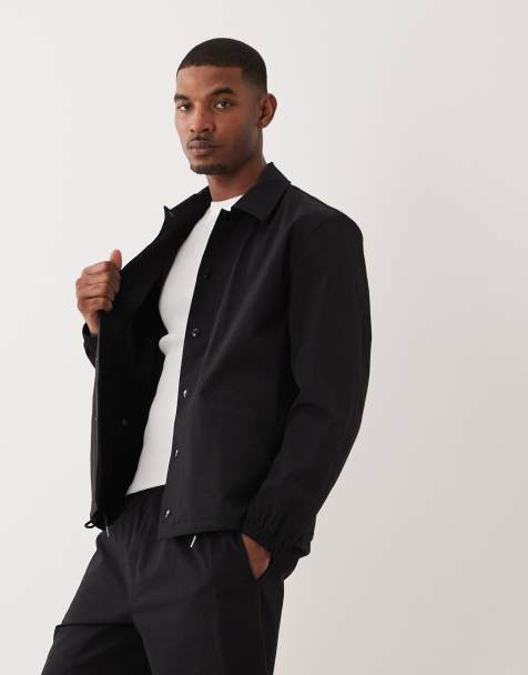 ARKET snap front overshirt in black - part of a set - view 1
