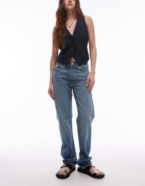 ARKET Snow straight leg jeans in dark wash blue