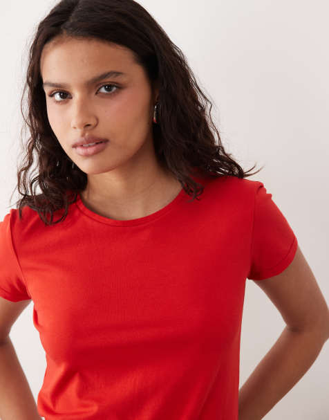 ARKET Snow stretch slim t-shirt in red - view 1