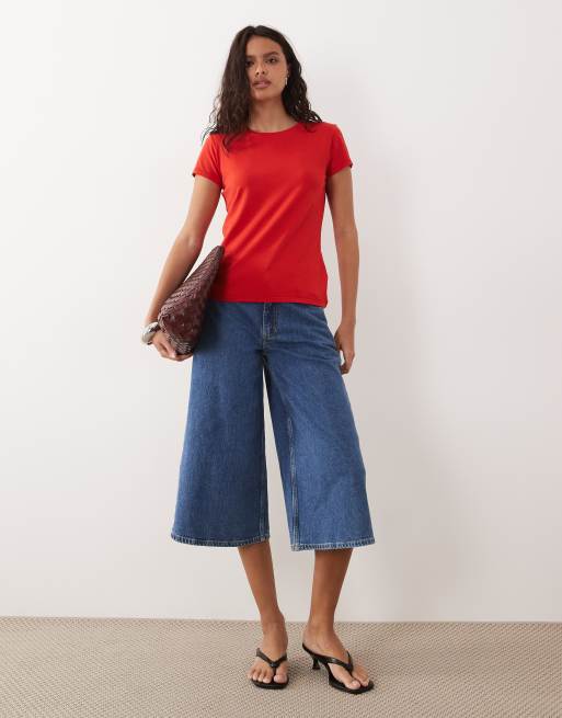 ARKET Snow stretch slim t-shirt in red, 2 of 4