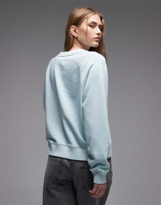 ARKET soft crew neck terry sweatshirt in dark blue, 3 of 4