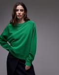 [Arket] ARKET soft crew neck terry sweatshirt in green 2XS GREEN