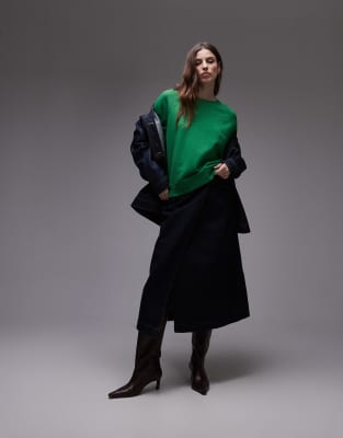 Arket Soft Crew Neck Terry Sweatshirt In Green