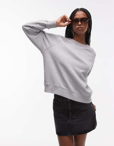 ARKET soft crew neck terry sweatshirt in grey melange - view 1