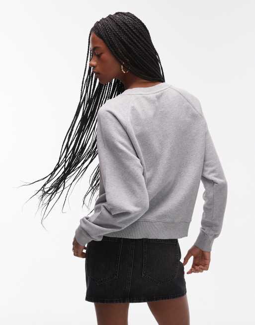 ARKET soft crew neck terry sweatshirt in grey melange | ASOS