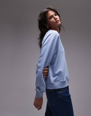 Arket Soft Crew Neck Terry Sweatshirt In Light Blue