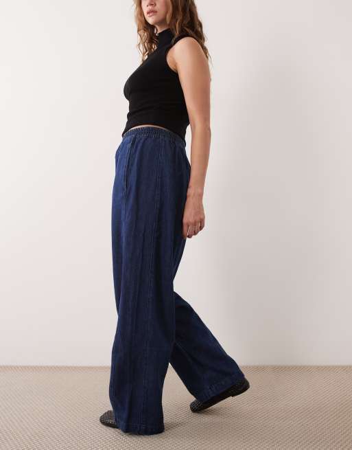ARKET soft denim barrel leag jeans in dark blue wash, 2 of 5