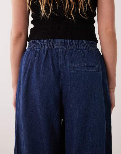 ARKET soft denim barrel leag jeans in dark blue wash, 5 of 5