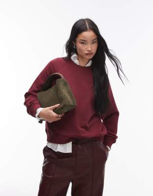 Arket Soft Terry Sweatshirt In Burgundy-red