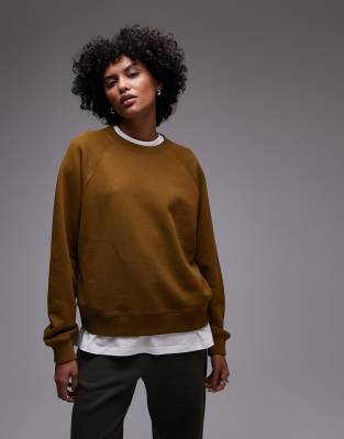 Arket Soft Terry Sweatshirt In Dark Khaki Green