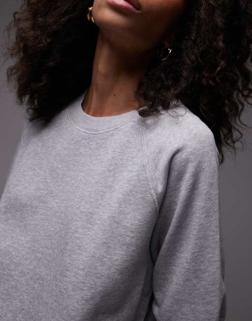 ARKET soft terry sweatshirt with short sleeves in grey melange