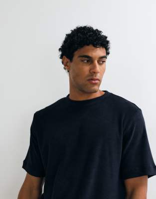 Arket Soft Terrycloth T-shirt In Black
