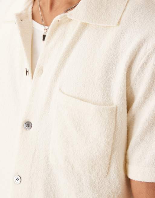 ARKET soft touch boucle texture knit short sleeve shirt in
