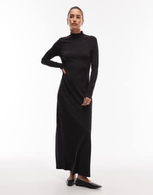 ARKET soft touch long sleeve maxi dress in black