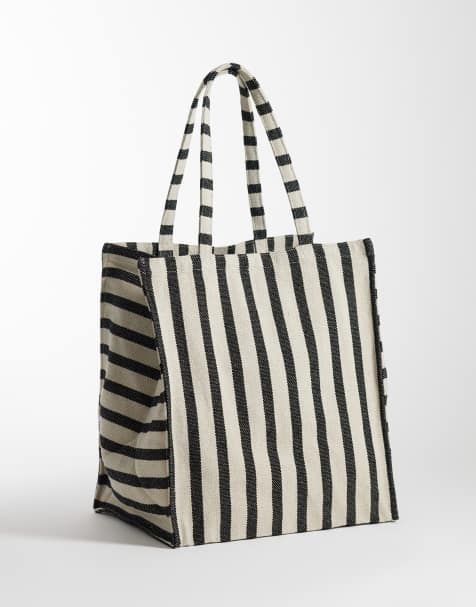 ARKET - Sort stribet totebag til stranden - view 1