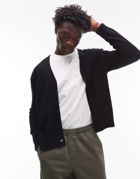 ARKET - Sort tekstureret strikket cardigan i uldblanding - view 1