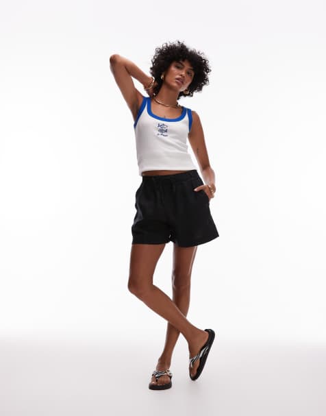 ARKET - Sorte pull-on shorts i hør - view 1