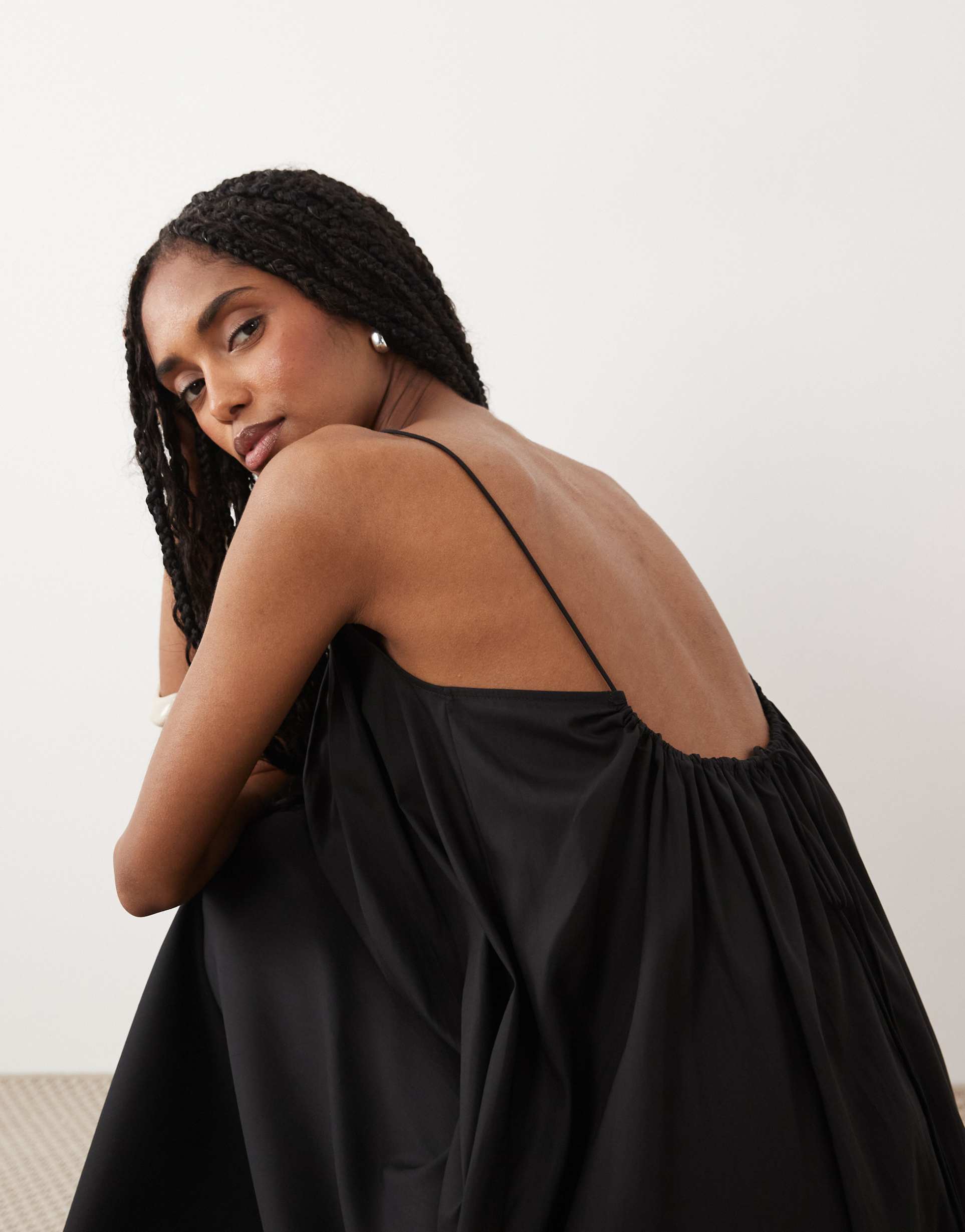 arket spaghetti strap beach maxi dress in black