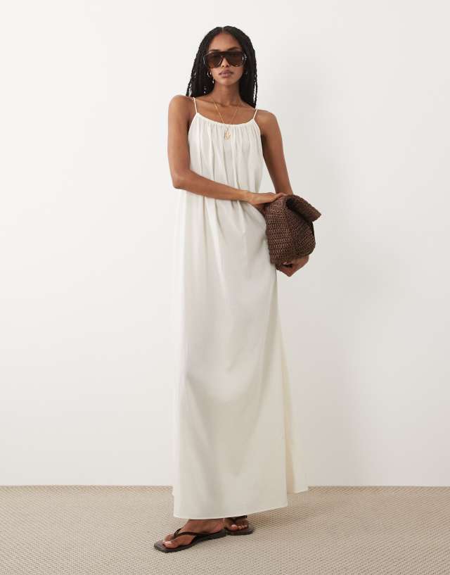 white spaghetti strap beach dress ARKET - Maxi - Women - Lyocell/Cotton - L throw on a lightweight Lavetir Model Slip-On Shoes for Men Color:Blue Provence