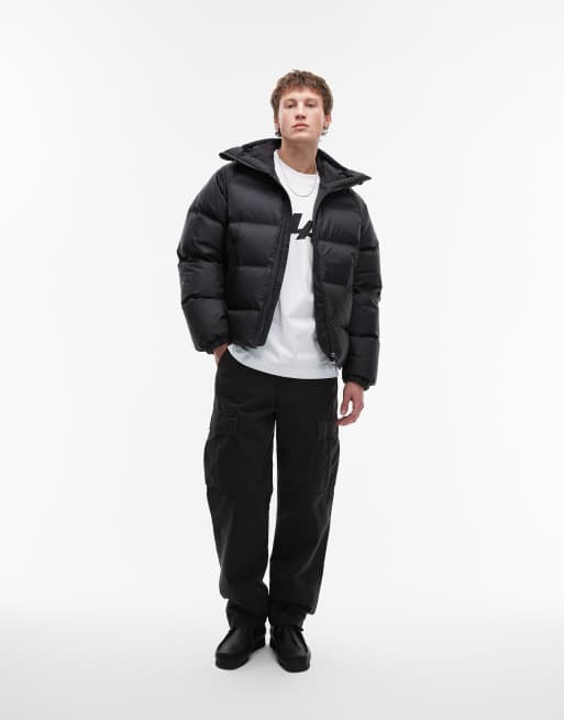 ARKET sporty down jacket with hood in black ASOS