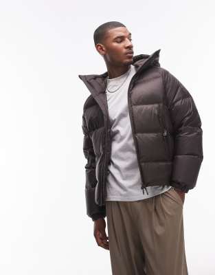 Arket Sporty Down Jacket With Hood In Brown