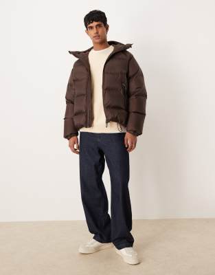 Arket Sporty Down Jacket With Hood In Brown