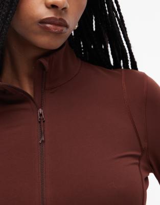 Arket Sporty Fitted Paneled Jacket With Zip Front In Brown