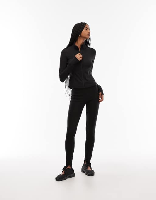 ARKET sporty fitted panelled jacket with zip front in black, 2 of 4