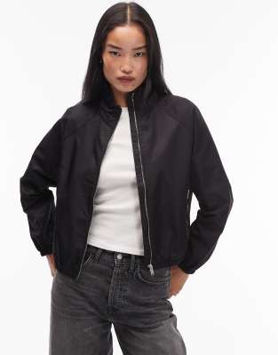 Arket ARKET sporty nylon jacket with zip front in black